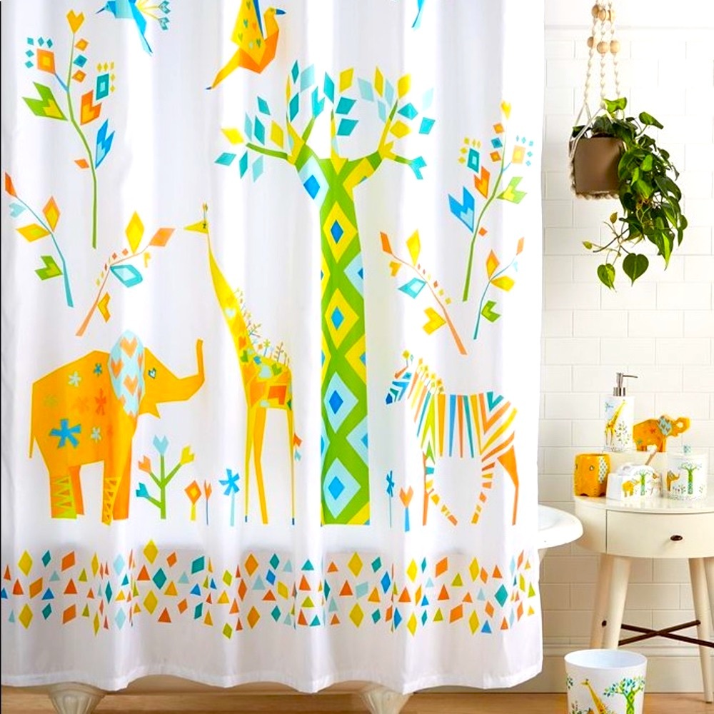Tamara Kate • Origami Jungle • Fabric Shower Curtain